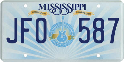 MS license plate JFO587