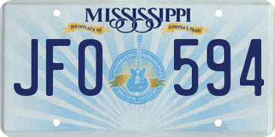 MS license plate JFO594
