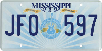 MS license plate JFO597