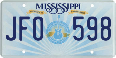 MS license plate JFO598