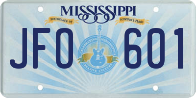 MS license plate JFO601
