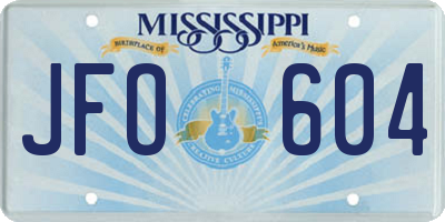 MS license plate JFO604