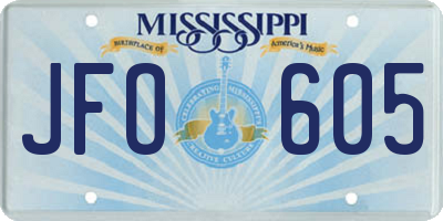 MS license plate JFO605