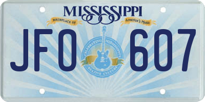 MS license plate JFO607