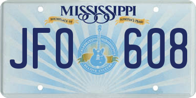 MS license plate JFO608