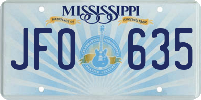 MS license plate JFO635