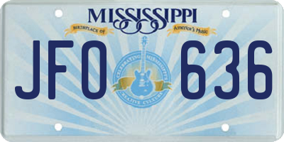MS license plate JFO636