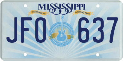 MS license plate JFO637