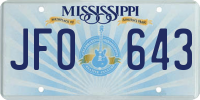 MS license plate JFO643