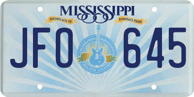 MS license plate JFO645