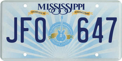 MS license plate JFO647
