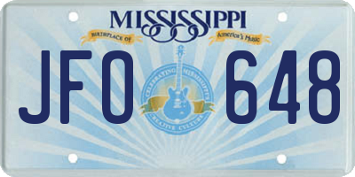 MS license plate JFO648