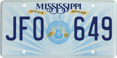 MS license plate JFO649