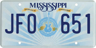 MS license plate JFO651