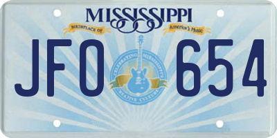 MS license plate JFO654