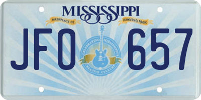 MS license plate JFO657