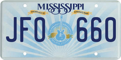 MS license plate JFO660