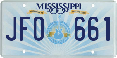 MS license plate JFO661