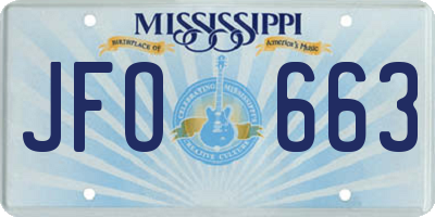 MS license plate JFO663