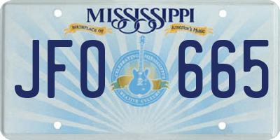 MS license plate JFO665