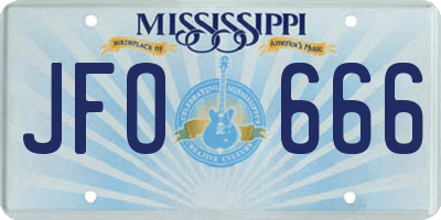 MS license plate JFO666
