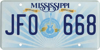 MS license plate JFO668