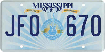 MS license plate JFO670
