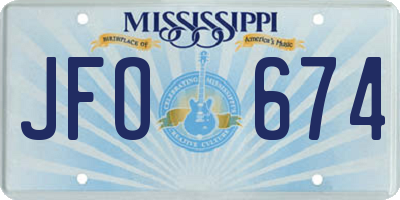 MS license plate JFO674