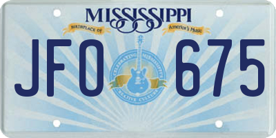 MS license plate JFO675