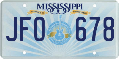 MS license plate JFO678