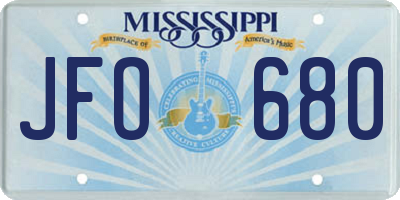 MS license plate JFO680