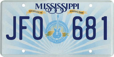 MS license plate JFO681