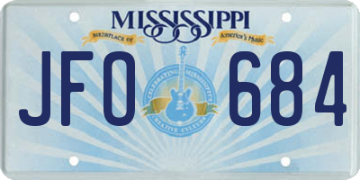 MS license plate JFO684