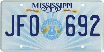 MS license plate JFO692