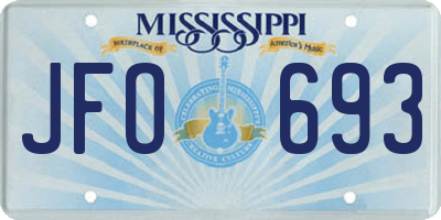 MS license plate JFO693
