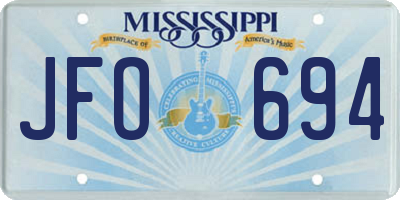 MS license plate JFO694