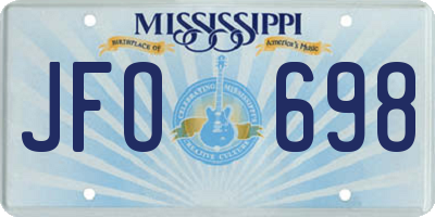 MS license plate JFO698