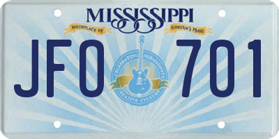 MS license plate JFO701