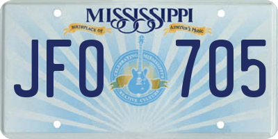MS license plate JFO705