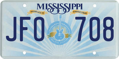 MS license plate JFO708
