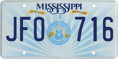 MS license plate JFO716