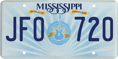 MS license plate JFO720