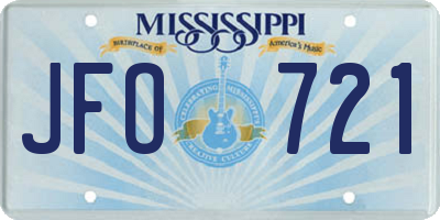 MS license plate JFO721