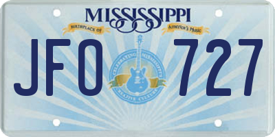 MS license plate JFO727