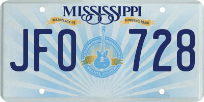 MS license plate JFO728