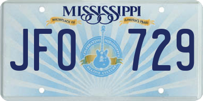 MS license plate JFO729