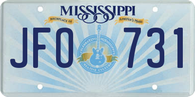 MS license plate JFO731