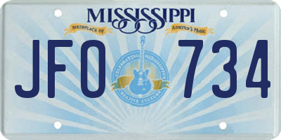 MS license plate JFO734