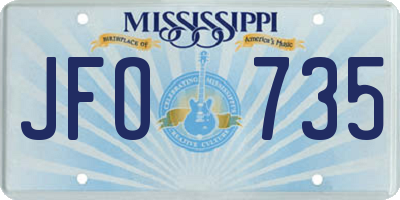 MS license plate JFO735
