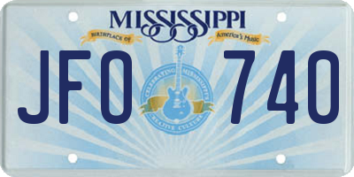 MS license plate JFO740